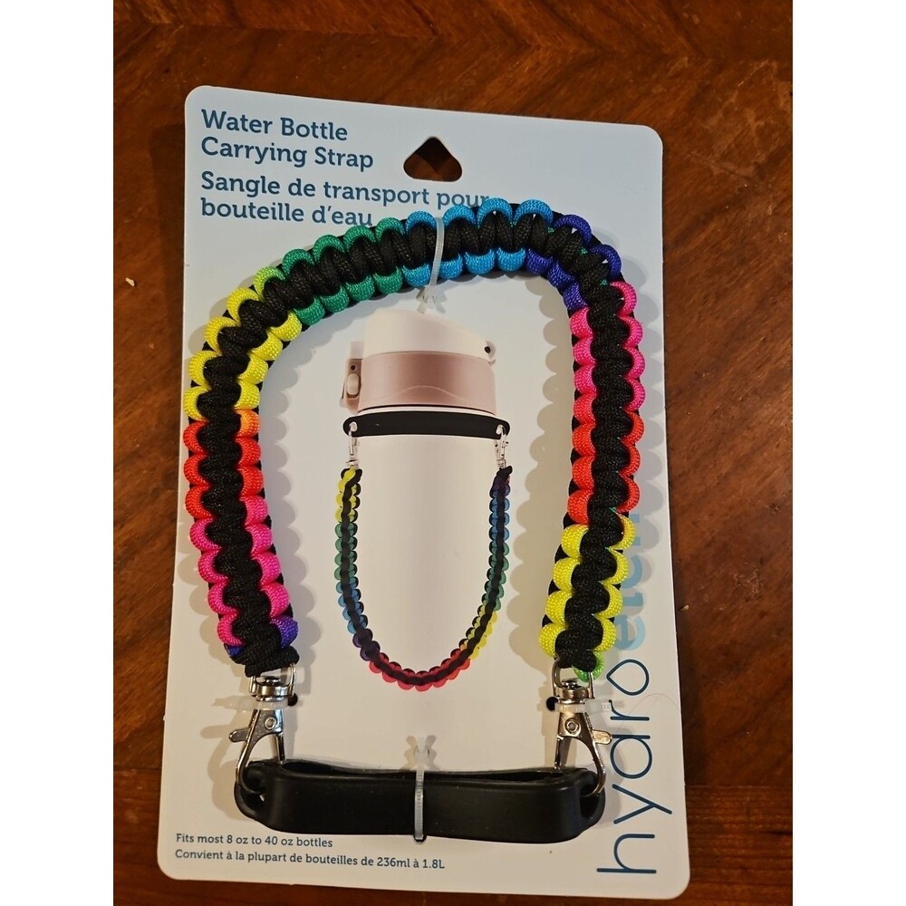 Paracord Handle Hydro Flask Water Sports Bottle Strap Rainbow For 8-40 OZ Bottle